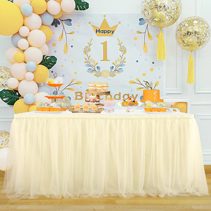 Suppromo 6ft Pink Tulle Table Skirt Baby Shower Tablecloth for Rectangle Tables or Round Tables Pink Ruffle Tutu Table Skirts Desk Skirt for Princess Girls Birthday Party Cake Dessert Decorations