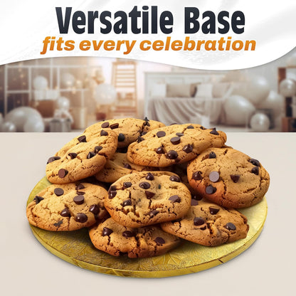 12 Inch Cake Drum, Black Cake Board for Picture-Ready Celebration Cakes, 1/2 Inch Thick Round Cardboard Base with Grease & Moisture Resistant Surface and Decorative Pattern for Parties and Weddings