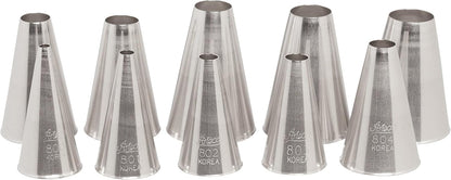 Ateco 850 - 10 Piece Closed Star Tube Set, Stainless Steel Pastry Tips, Sizes 0 - 9
