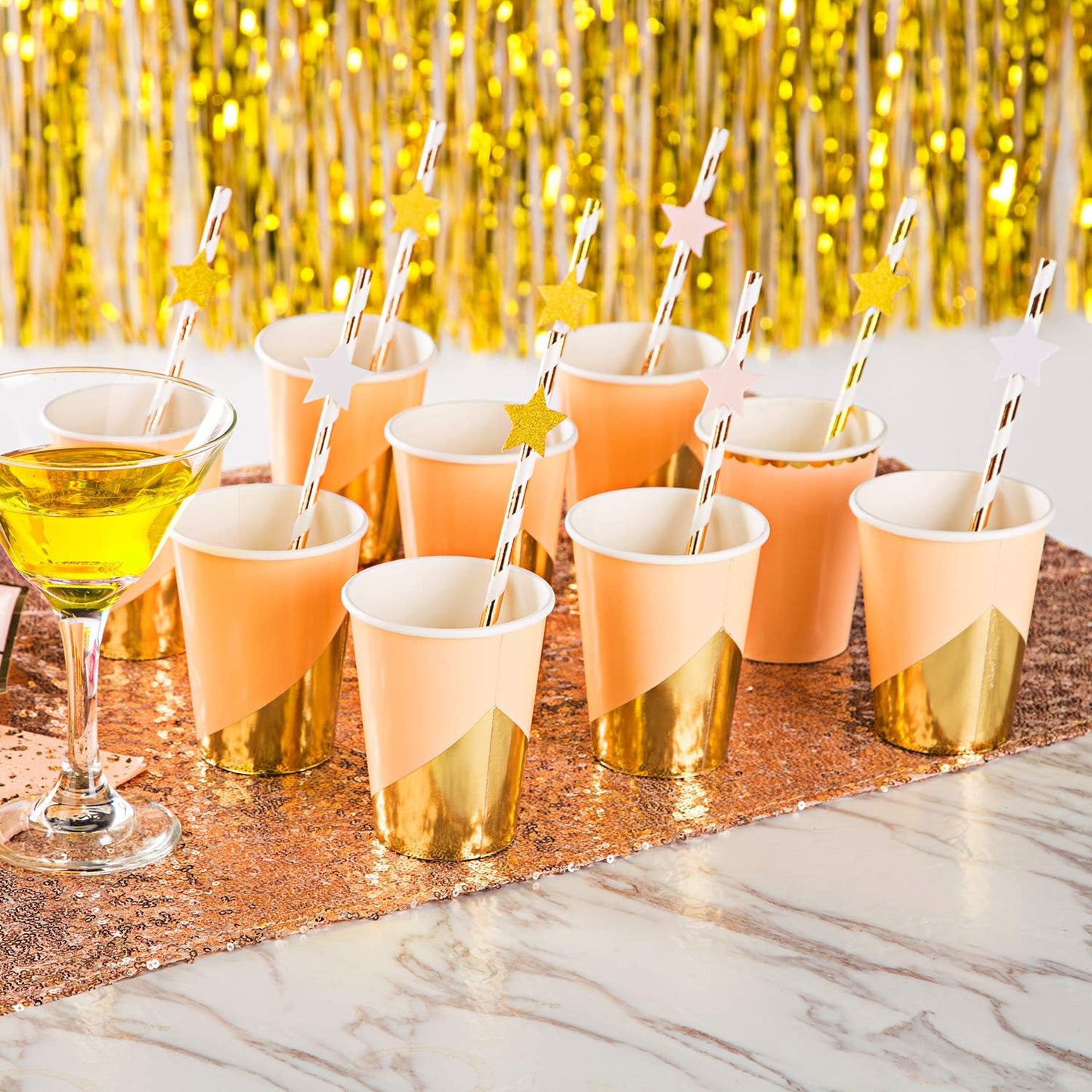 MOWO Glitter Five Stars Confetti Wedding Party Decor and Table Decor, 1.2’’ in Diameter (Glitter Gold,200pc)