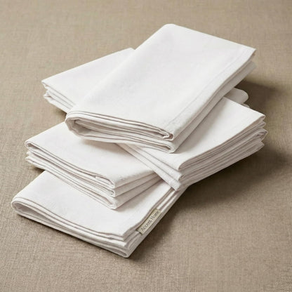 ACCENTHOME Natural Cotton Linen Napkin Set of 12 18x18 inch Dinner Napkins - Washable Soft Premium Hotel Quality Reusable Hemmed Edges Napkins Perfect Table Linens for Family Dinners, Weddings