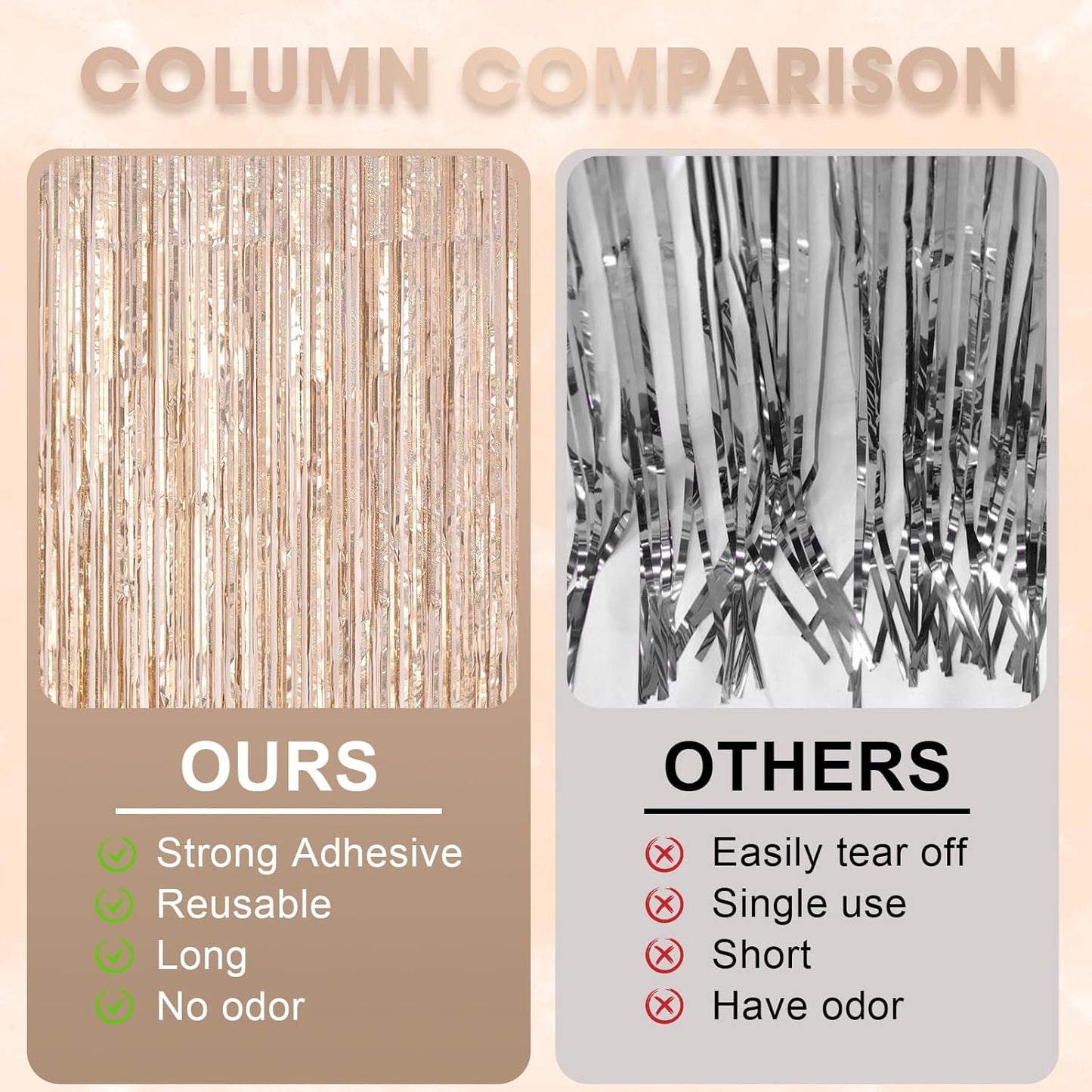 Voircoloria 3 Pack 3.3x8.2 Feet Gold Foil Fringe Backdrop Curtains, Tinsel Streamers, Fringe Backdrop for 2025 New Years Eve, Graduation, Birthday, Baby Shower, Gender Reveal, Disco Party - Colors A