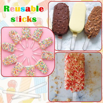 30 Pieces Acrylic Sticks Reusable Cakesicle Cake Pop Mold Mirror Ice Pop Sticks Ice Cream Cakesicle Mold for Home Cake Candy Gifts Party Craft