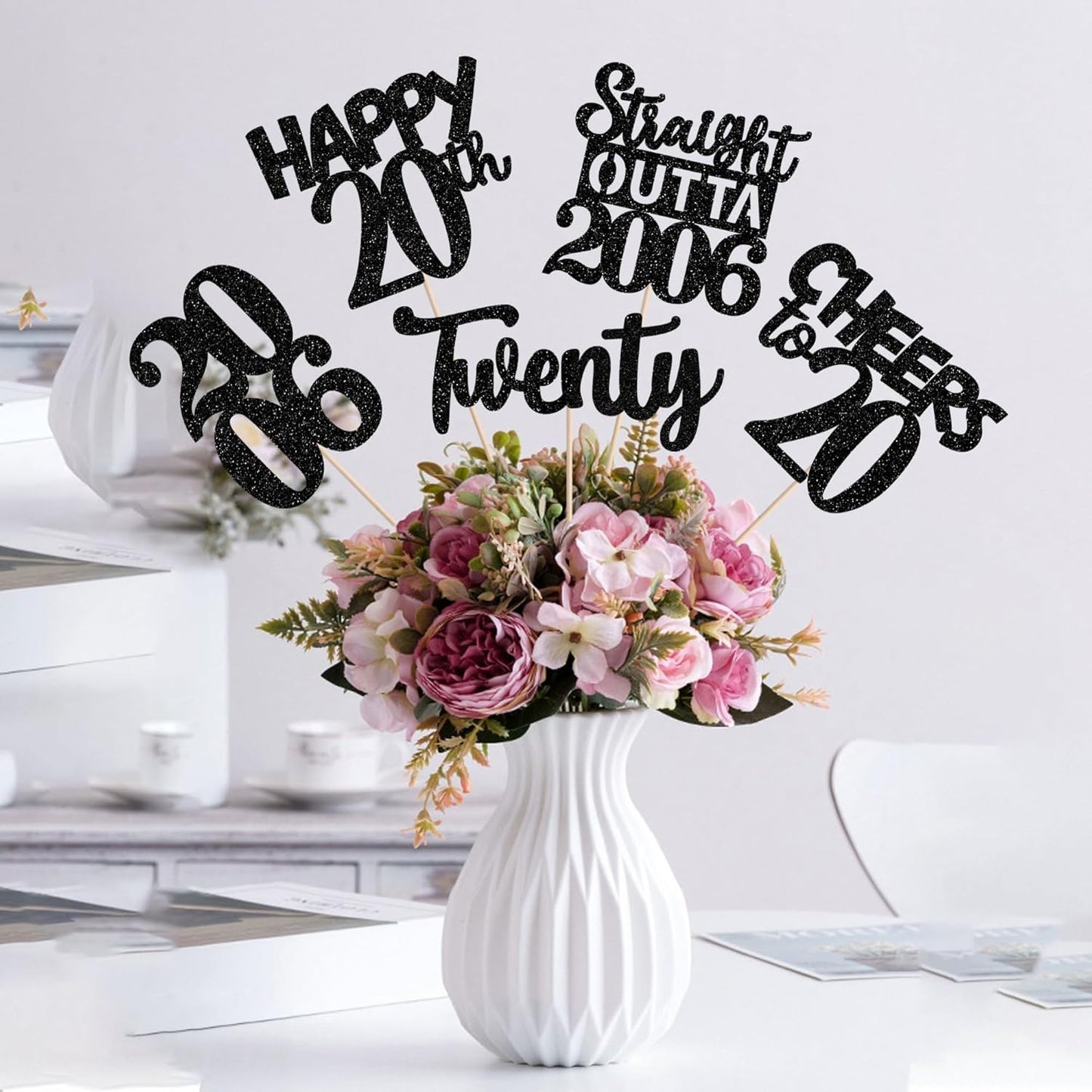 15 PCS 50th Birthday Centerpiece Sticks Fifty Happy 50th Straight Outta 1976 Table Flower Centerpieces Sticks Cheers to 50 Floral Decorations for 50th Birthday Party Centerpieces Supplies Black