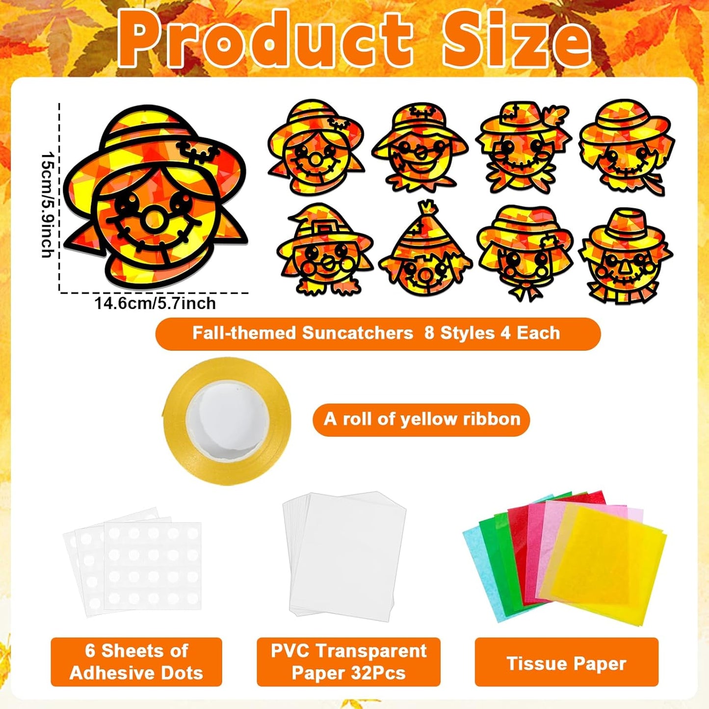 QOUBAI 32 Sets Stars Suncatchers Craft Back to School DIY Stained Glass Window Patriotic 4th of July Paper Craft Home School Classroom Decor Kid Birthday Gift Creative Art Activity Game - Colors A