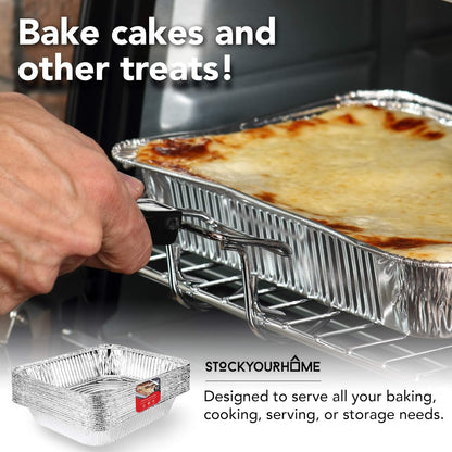 Stock Your Home Aluminum Pans 9x13 Disposable Foil Pans (30 Pack) - Half Size Steam Table Deep Trays - Tin Foil Pans Great for Cooking, Heating, Storing, Prepping Food