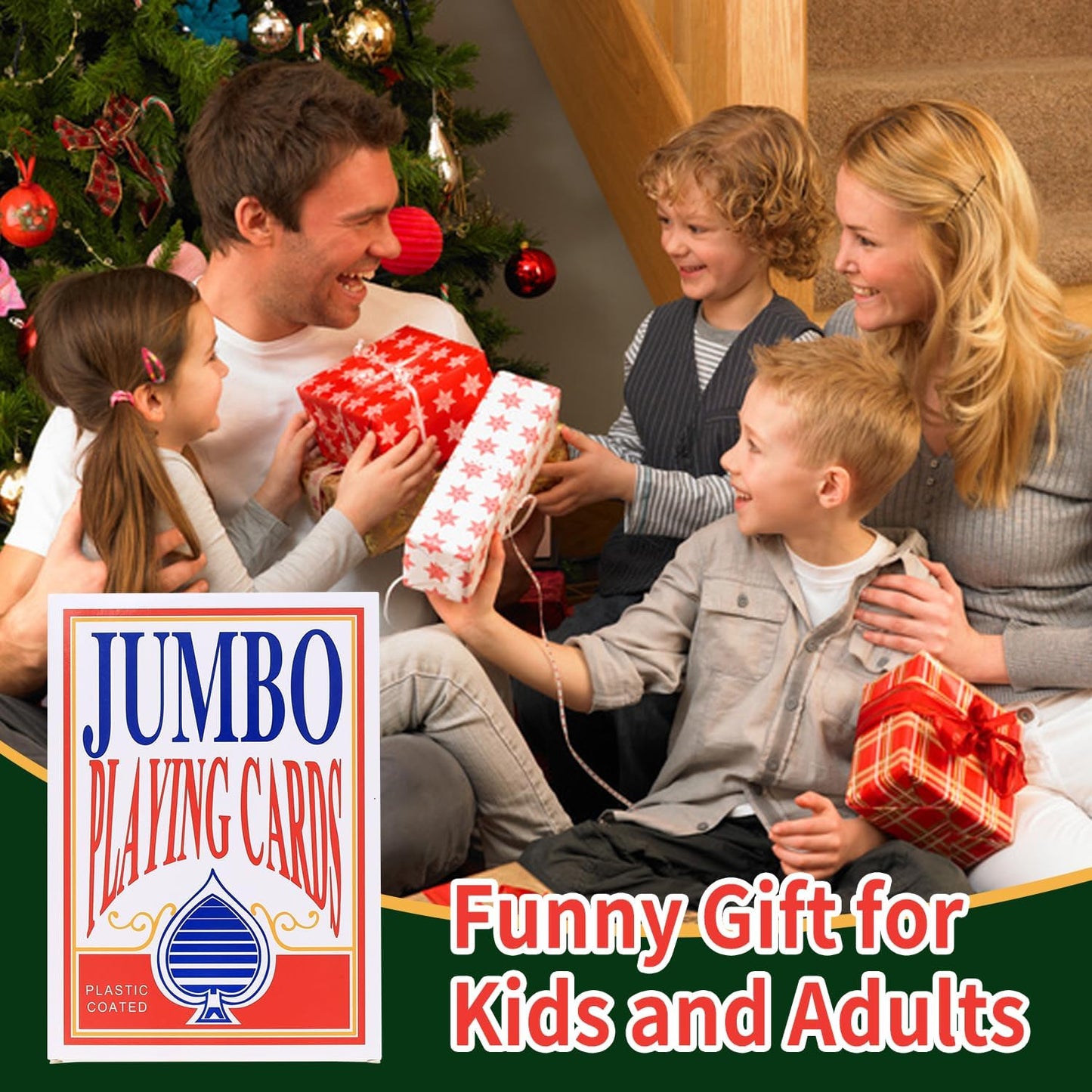 Jumbo Playing Cards, 8 x 11 Inches Giant Playing Cards for Family Game Night, Extra Large Casino Party Decoration for Adults