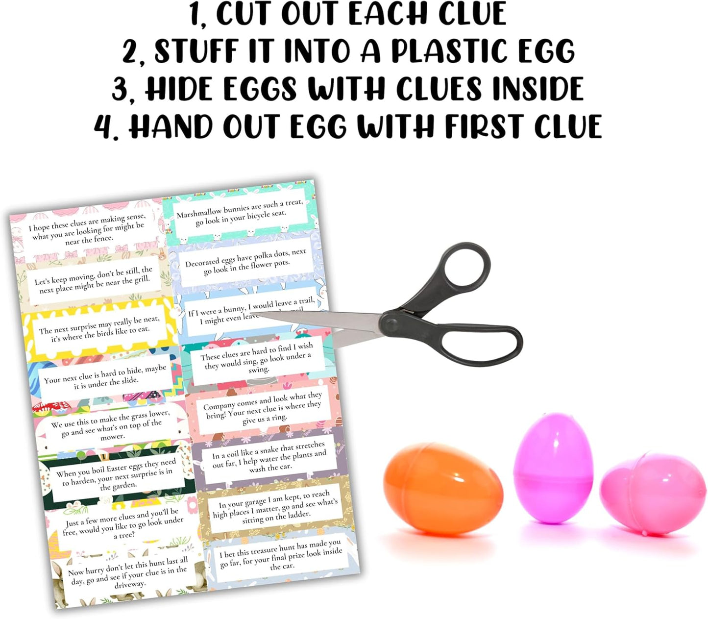 Easter Scavenger Hunt Add to Indoor Outdoor Plastic Eggs Hard 48 Clues Golden Egg Cut Out Yourself One Clue Leads to Next Neighborhood Family Game