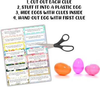 Easter Scavenger Hunt Add to Indoor Outdoor Plastic Eggs Hard 48 Clues Golden Egg Cut Out Yourself One Clue Leads to Next Neighborhood Family Game