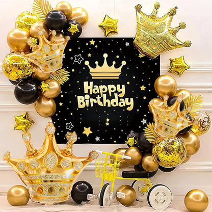 HILAVO Crown Balloons, Large Gold Foil Crown Balloons Gold Crowns Decoration for King and Queen Party Royalty Birthday Wedding Party Baby Shower Decorations Supplies