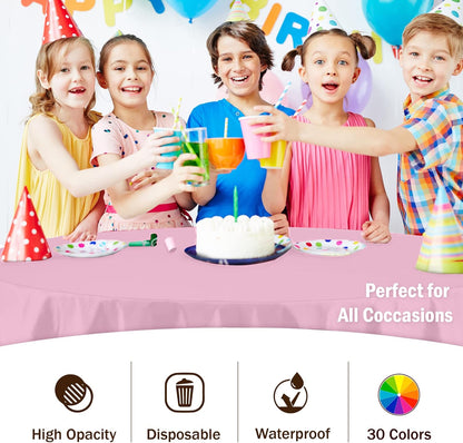 12-Pack Premium Plastic Tablecloth 54in. x 108in. Rectangle Table Cover - Dark Blue - Colors B