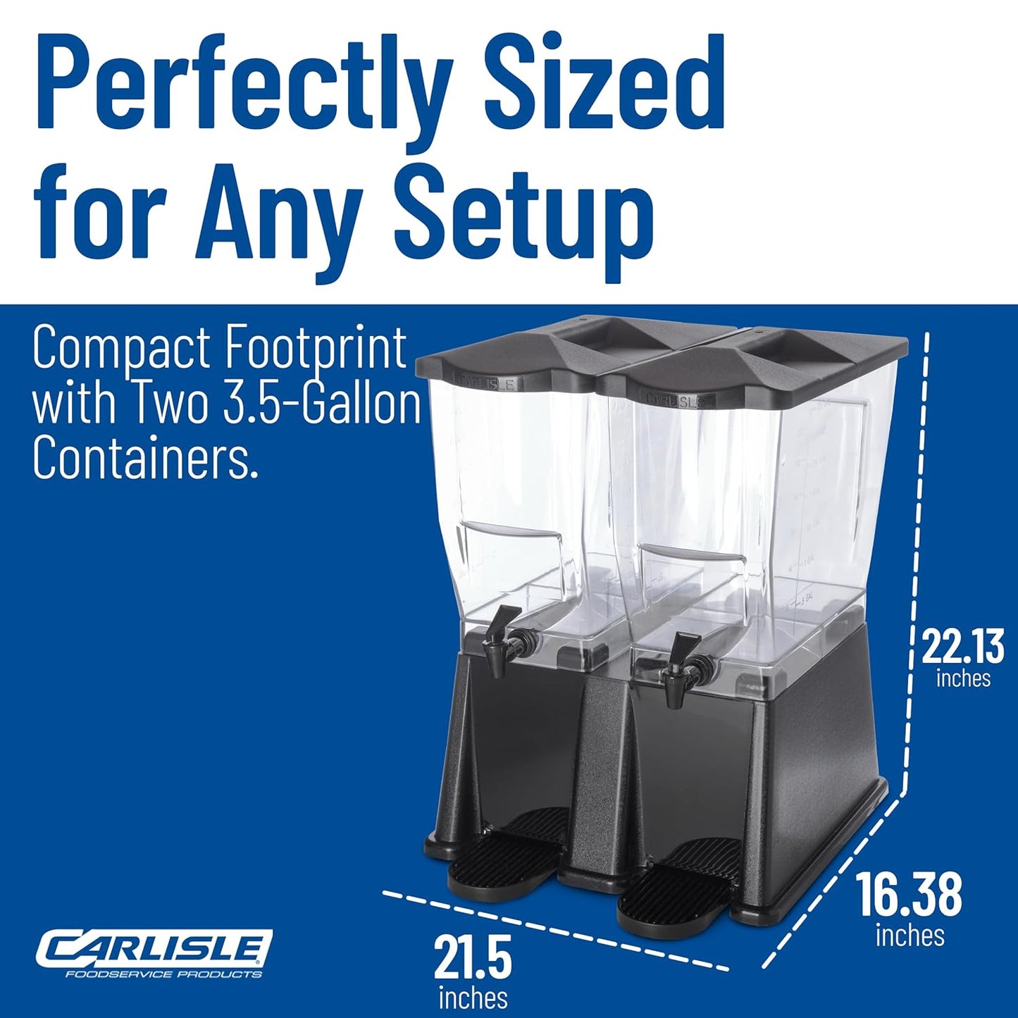 Carlisle FoodService Products Trimline Double Base Rectangular Beverage Dispensers with Spigot for Catering, Buffets, Restaurants, Polycarbonate (Pc), 2 x 3.5 Gallons, Black