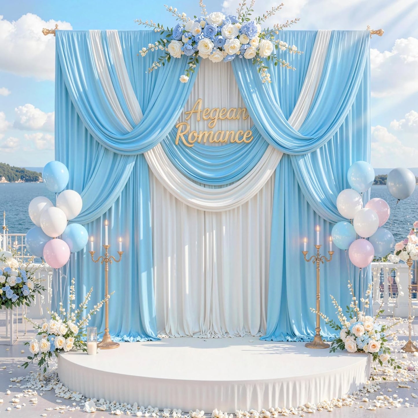 10 ft x 10 ft Wrinkle Free White Backdrop Curtains for Wedding Parties, Polyester Photography Backdrop Drapes for Birthday Parties Stage Backdrop Stand, 2 Panels 5x10FT Background Curtains