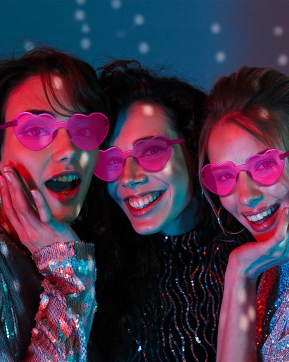 Frienda 20 Pairs Heart Shaped Sunglasses Rimless Candy Color Glasses for Women Men Party Favor