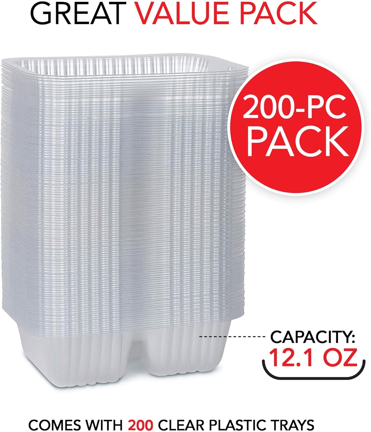 12oz Plastic Nacho Trays (100 Pack) Small Disposable Tray for Nachos & Cheese Dip, Concession Stand Supplies, Movie Night Snacks for Kids, Carnival Party Decorations, Food Boats, Snack Containers…