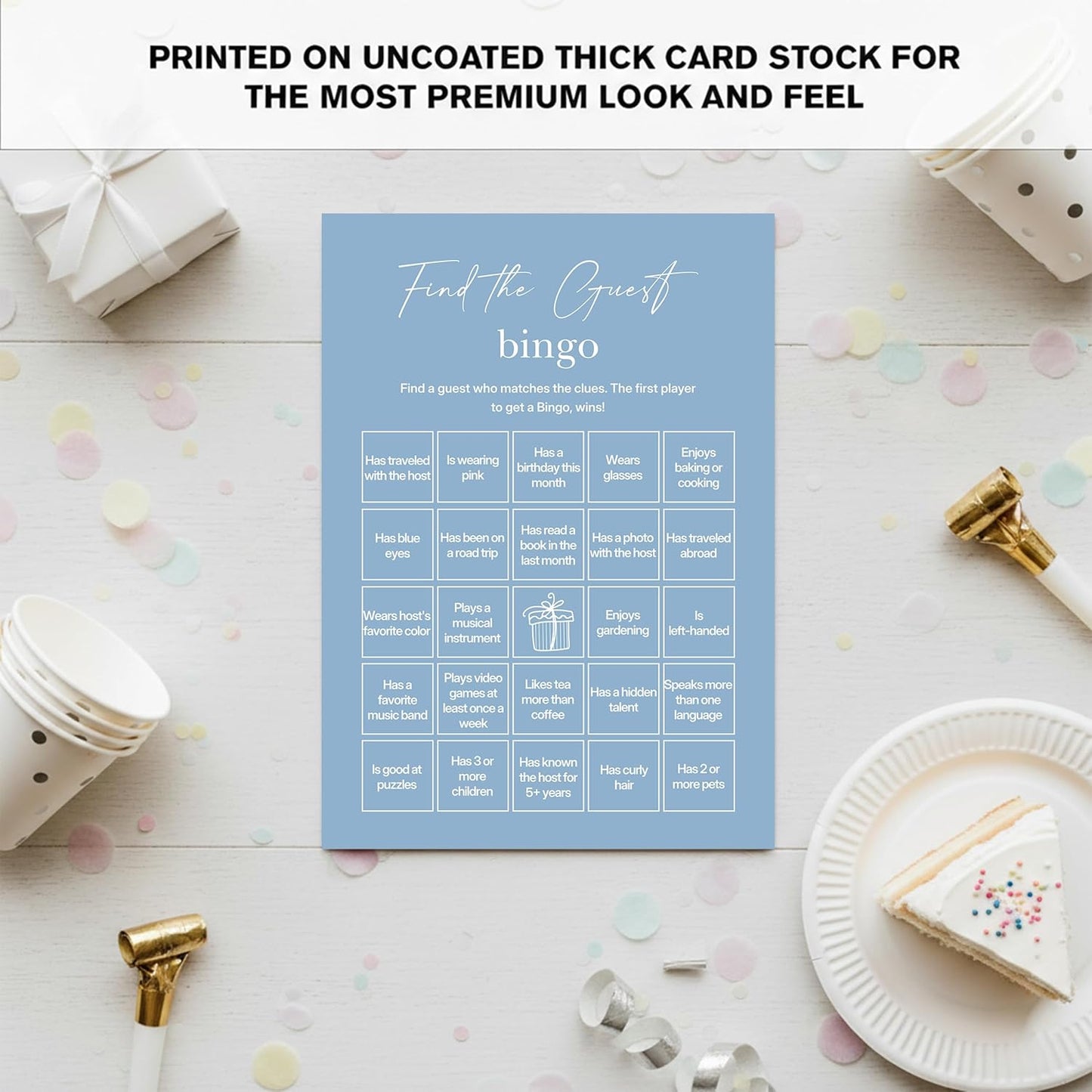 Find The Guest Bingo Cards – 25 Unique Cards, Icebreaker Party Games for Adults, Rustic Blush Pink Mingle Activity for Birthday Parties, Family Reunions, Office Events & Friendsgiving