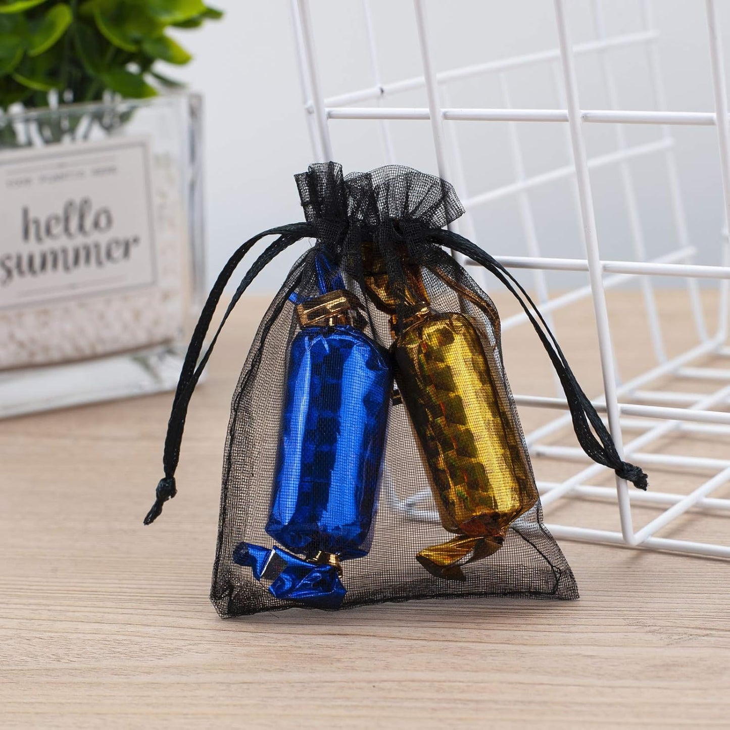 100pcs White Organza Bags 2x3 inch Sheer Drawstring Gift Bags Jewelry Pouches Wedding Party Christmas Favor Gift Bags, Little Mesh Gift Pouches Mini Candy Bags for Small Presents Earrings