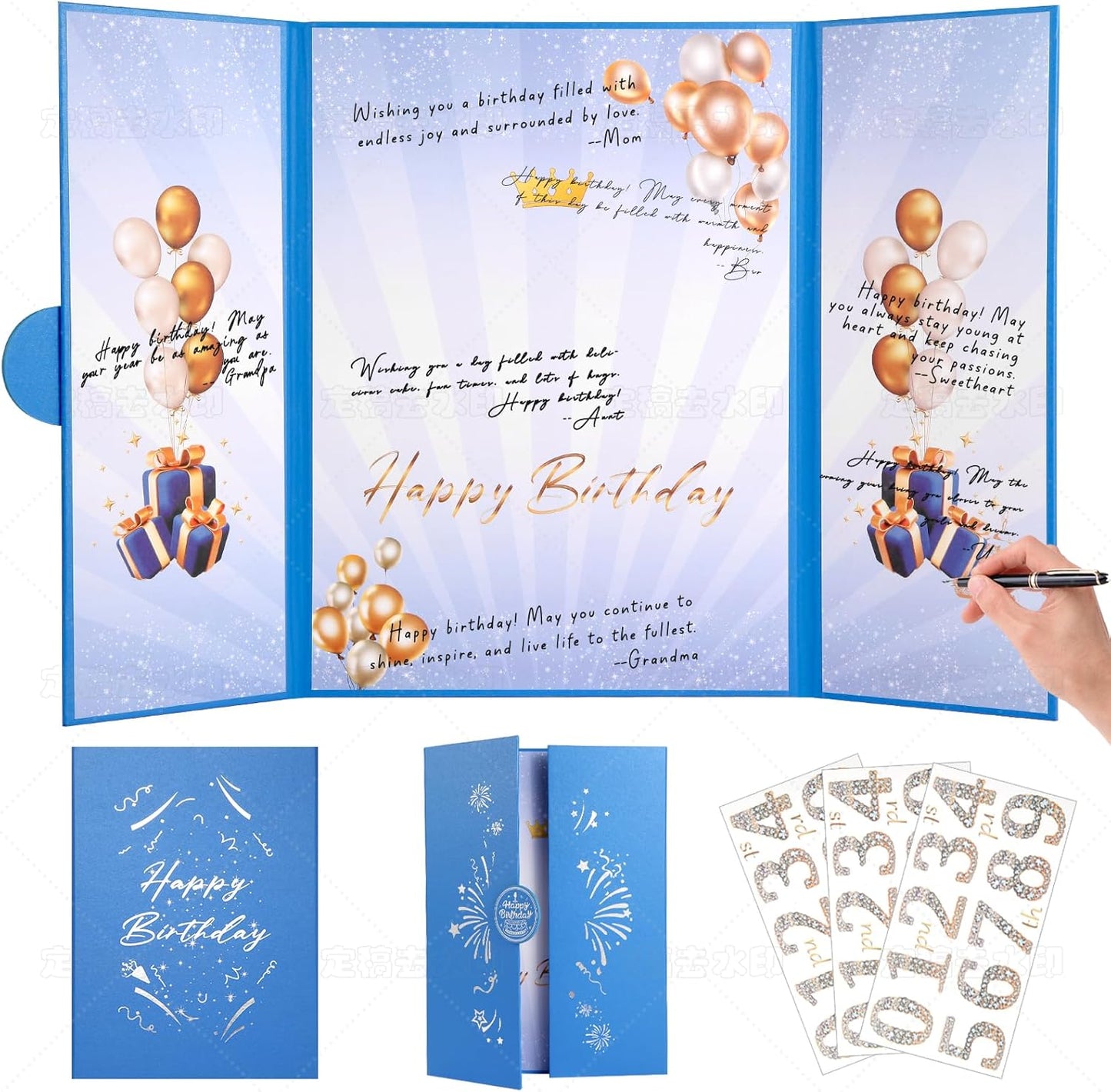 Rose Gold Birthday Party Decorations,18" x 12" Creative Birthday Decorations Guest Sign in Book Alternative, for Men and Women of All Ages, Happy Birthday Party Supplies