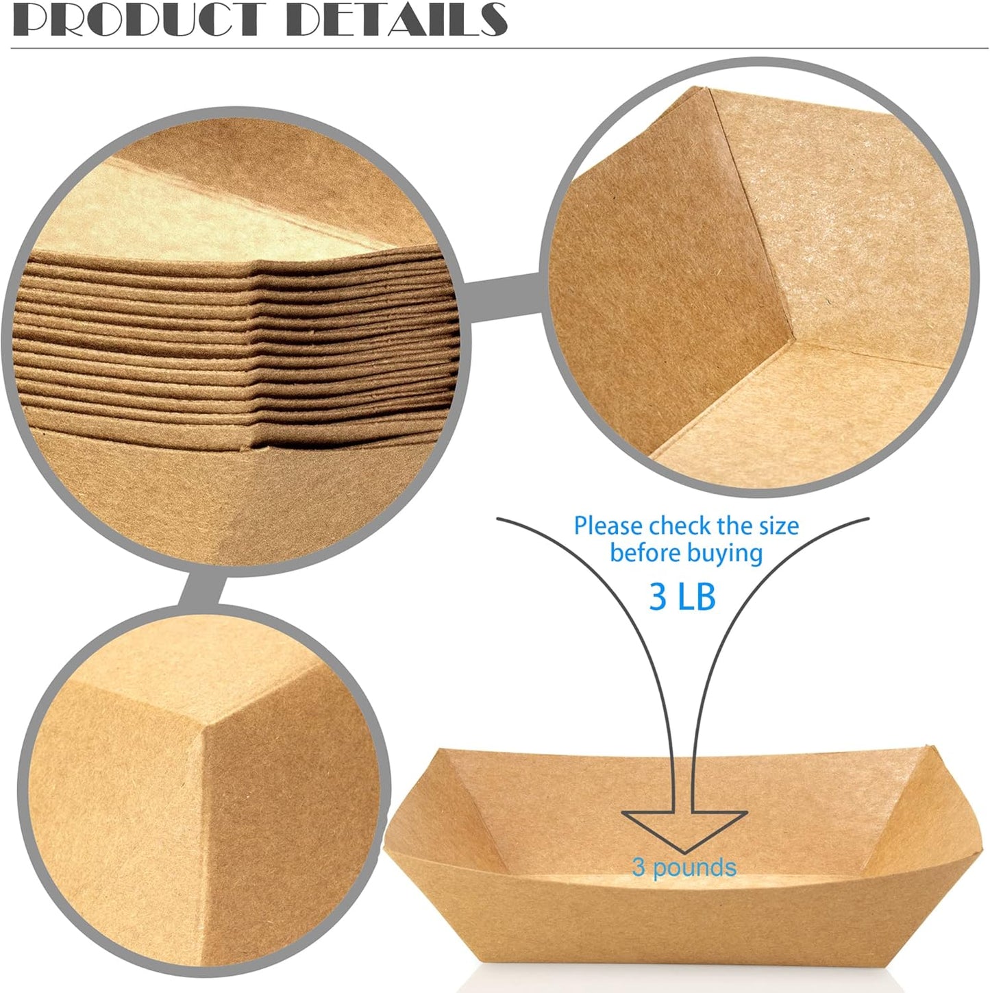 100 Pack 3lb Paper Food Trays,Disposable Greaseproof Kraft Checkered Carnival Food Serving Take Out Basket Tray Boat for Snacks Fries Nachos Popcorn Hot Dogs Carnival Wedding Party Picnic