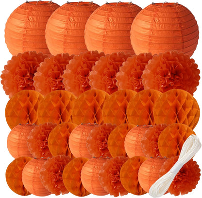 WOLHOWLTD Mermaid Theme Paper Decoration Set - 33 Pcs Paper Lanterns, Pompoms, Honeycomb Decorations for Mermaid Theme, Baby Shower,Wedding Rainbow Birthday Party Home Decoration(Pink Blue Purple)