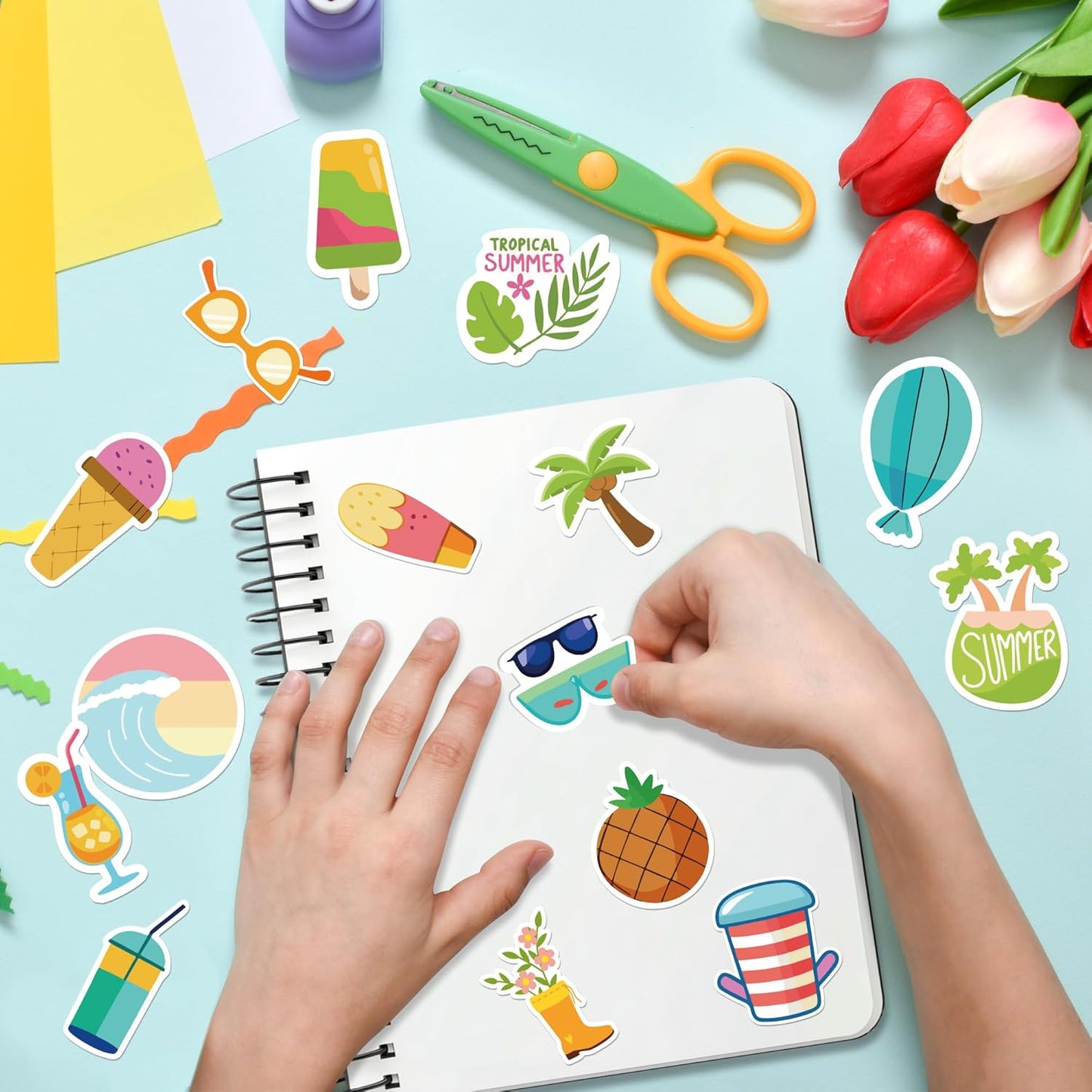 OHOME 100 PCS Water Bottle Stickers for Kids,Cute Animal Aesthetic Sticker Pack - Waterproof Vinyl Kawaii Stickers for Girls Boy Classroom Prizes,Party Favors for Scrapbook, Laptops, Journal,Birthday