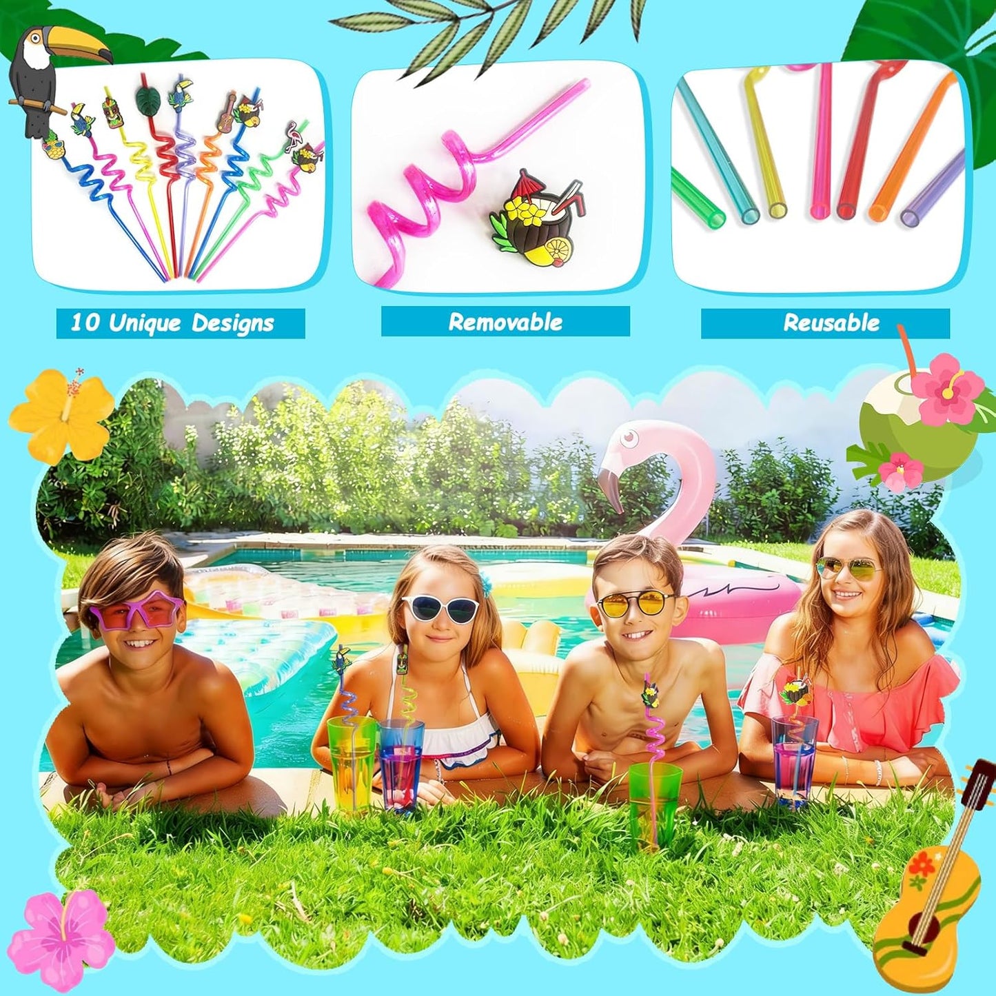 ANPHILE 12 Pack Hawaiian Luau Party Favors, Tropical Luau Party Favors Pinata Filler Goody Bag Stuffer for Summer Pool Beach Party