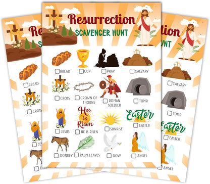 Resurrection Scavenger Treasure Hunt Game Cards, Christian Scavenger Hunt Games for Church, Easter Party Birthday Party Holiday Supplies Activities(25 Game Cards), 04