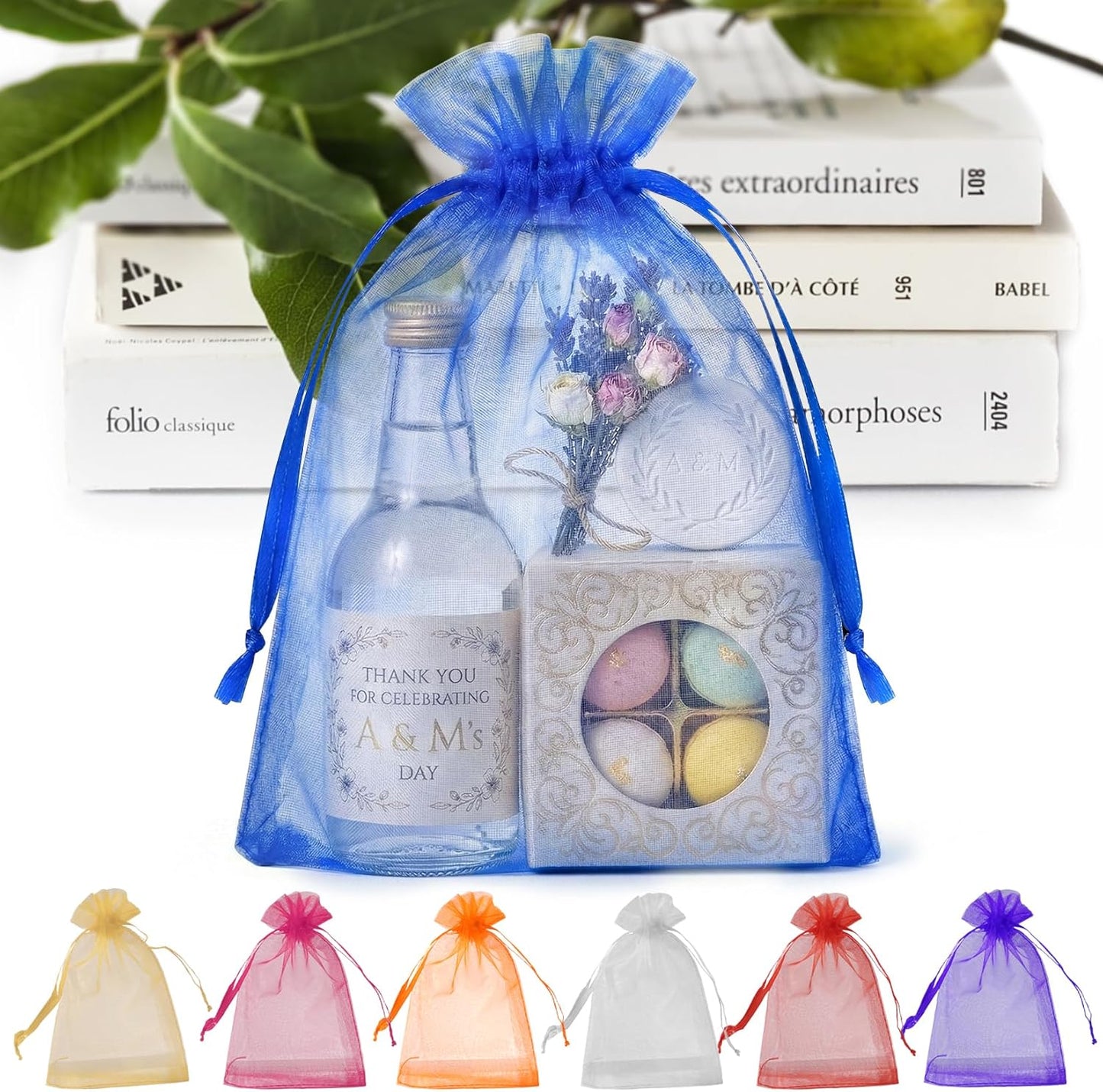 ANZNKU 50PCS Organza Bags 6x9 Large White Gift Bags for Candy Goodie Sachet Jewelry, Mesh Bag Drawstring Sheer Packaging Pouches for Wedding Favors Mother's Day Birthday Party Baby & Bridal Shower