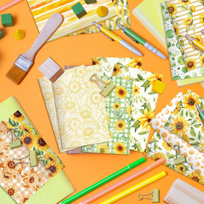 24 Pieces Sunflower Themed Small Pocket Notebook Journals Bulk 12 Distinct Yellow Floral Designs Lined Inner Pages Mini Memo Notepads for Home Office Stationery Supplies Sunflower Party Favors