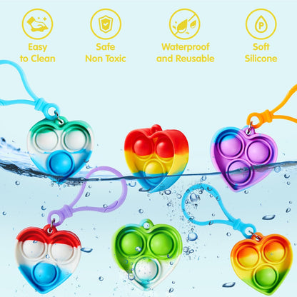 JOYIN Round Pop Fidget Keychain 30 Pack Pop Fidget Toys Bulk Party Favors for Kids 4-8,8-12 Years, Birthday Goodie Bags Stuffers Back to School Gifts for Students Classroom Prizes Sensory Toys