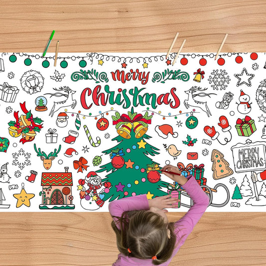 Giant Mermaid Coloring Poster, 30 x 72 Inches - Large Coloring Activity Tablecloth for Kids Party Supplies