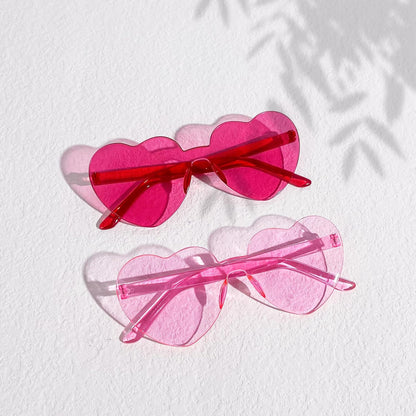 Matcheck 16 Heart Shaped Rimless Sunglasses Transparent Candy Colored Glasses Frameless Party Eyewear for Women