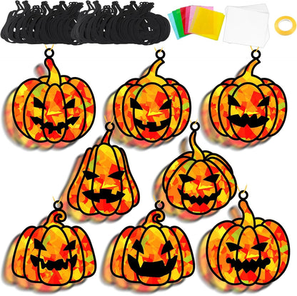 QOUBAI 32 Sets Stars Suncatchers Craft Back to School DIY Stained Glass Window Patriotic 4th of July Paper Craft Home School Classroom Decor Kid Birthday Gift Creative Art Activity Game - Colors A