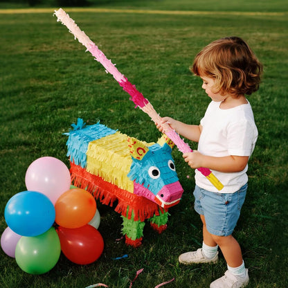 Pinata Sticks Set, 76cm/29.92in Sturdy Pink Pinata Stick with Blindfold Rope & Confetti for Kids Adults Themed Party Fun and Delight