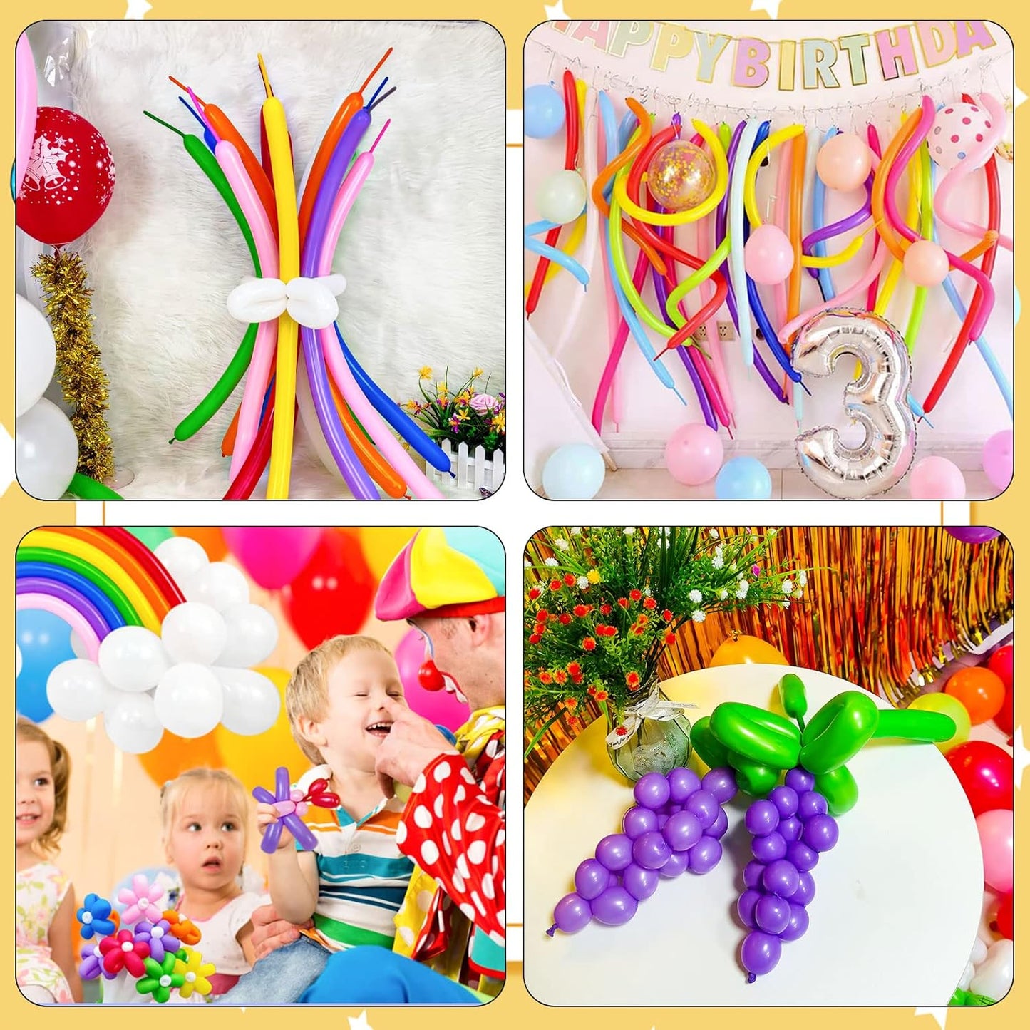 260 Balloons Clear, Thickening Long Balloons for Tying Arch, Twisting Latex Animals Magic Modeling Skinny Birthday Balloon for Kid‘s Party Wedding Decoartion Supply 100pcs