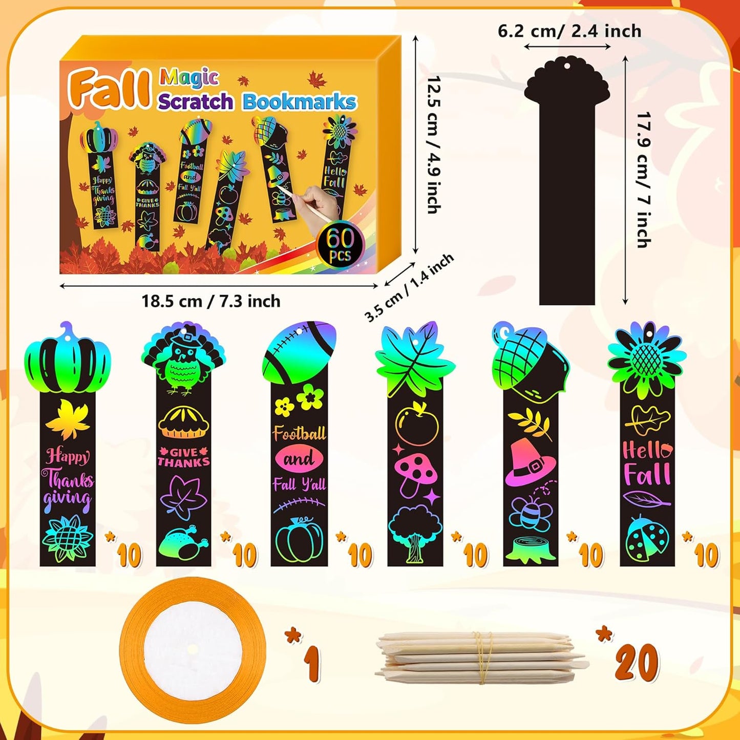 BeYumi 60Pcs Sea World Animals Scratch Bookmarks for Kids DIY Under The Sea Magic Art Rainbow Color Paper Craft Kit Summer Party Favors Birthday Gifts School Classroom Activity Art Project Supplies