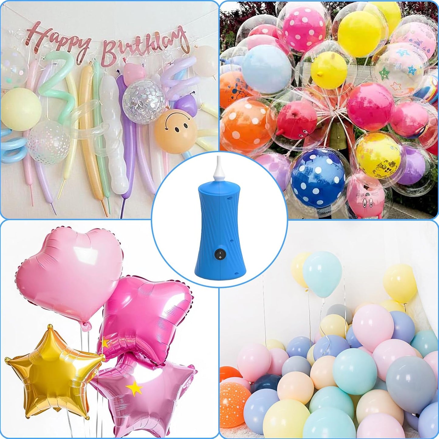 Balloon Pump Electric - Portable Air Balloon Pump for Long Balloons, Balloon Blower Inflator Machine for Twisty, Animal Classic Round, Foil, Latex Balloons