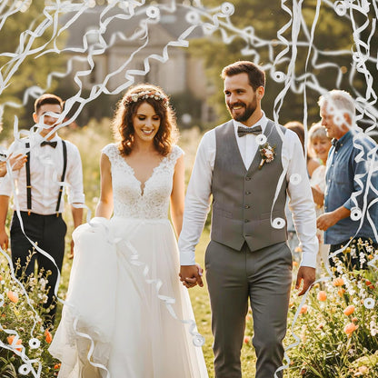 64 Pcs Streamers Poppers, Hand Throw Confetti Poppers, Romantic No Mess Streamers Crackers for Christmas Wedding Birthday Party Celebrations Graduation Party Favors (White)
