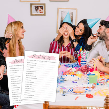 DYIRBIIY Minimalism Birthday Party Game Cards - Selfie Scavenger Hunt - 20 Blush Double-Sided Fill in Style Funny Birthday Party Game Cards for Adults, Party Supplies & Activities - A02