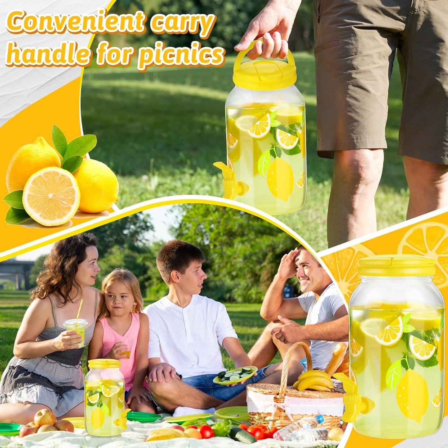 Havawish 2 Pcs 1 Gallon Plastic Beverage Dispenser with Spigot Clear Summer Kitchen Fridge Drink Dispenser for Parties Lemonade Juice Tea Beer Cold Water (Red,Cylinder)