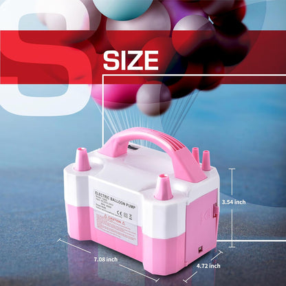 Electric Air Balloon Pump, Portable Dual Nozzle Electric Balloon Inflator/Blower for Party Decoration,Used to Quickly Fill Balloons - 110V 600W [Pink]