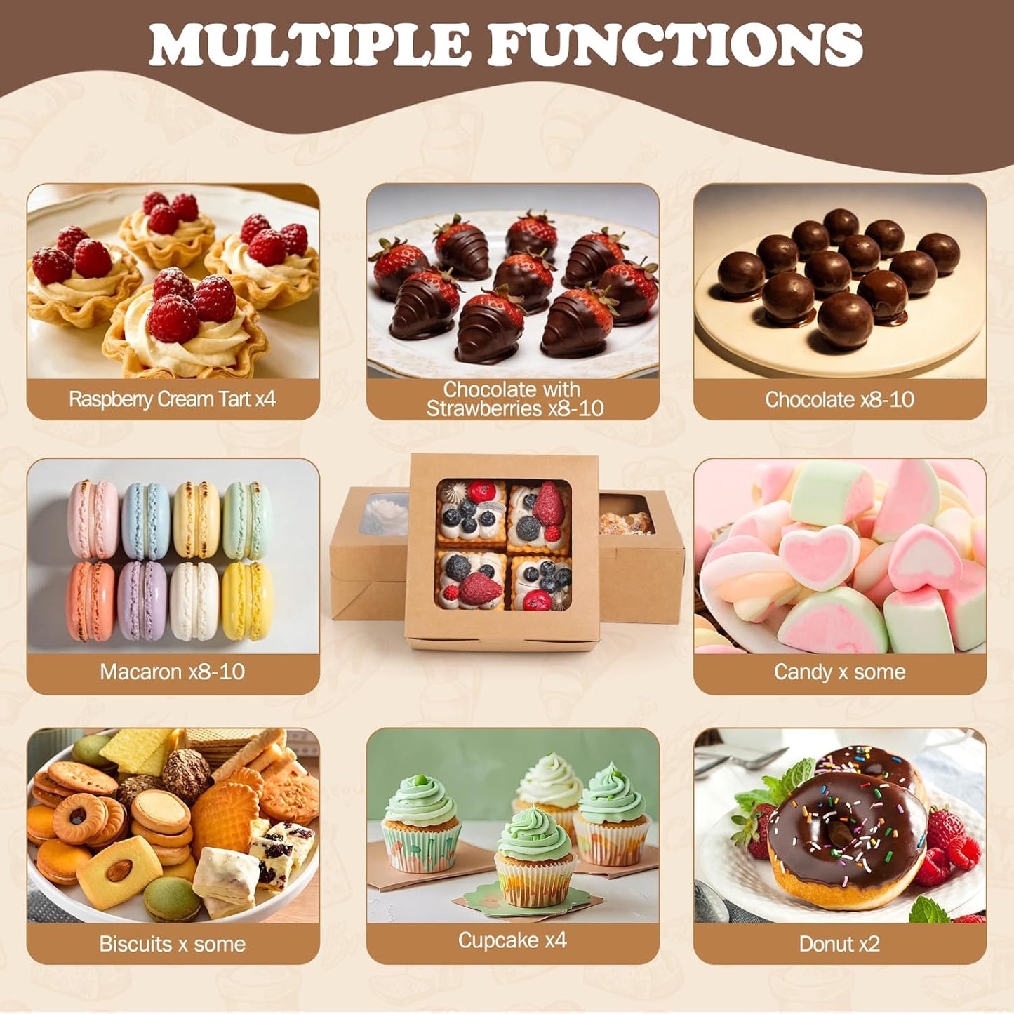 TOMNK 20pcs Cupcake Boxes, Cupcake Boxes 12 Count, 13x10x3.5 Inch White Containers Bakery Holders with Windows and Inserts to Fit Muffins, Cookies