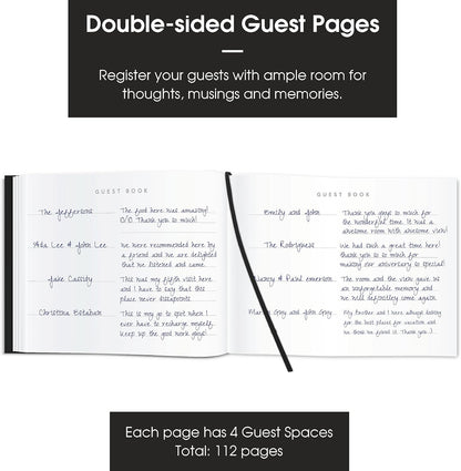 Useful Co. Black Guest Book, Use as Guest Book Wedding Reception, Sign in Book, Guest Book for Vacation Home, Funeral Guest Book, Hardbound Guestbook, Leather Cover, 112 Pages, 9 x 7 Inches