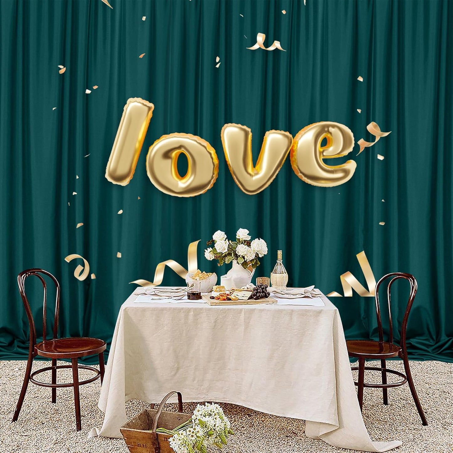 MEETSKY Black Backdrop Curtains for Parties - 10ft x 8ft Party Photo Background Curtain Rod Pocket Fabric Drapes Panels for Boys Birthday Holiday Home Halloween Decoration, 5ft x 8ft, 2 Panels