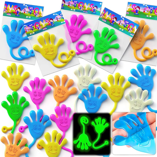 Armaytoy 20Pack Glow in Dark Glitter Sticky Hands Party Favors for Kids Pinata Goodie Bag Stuffers Classroom Prizes Birthday Stretchy Treat Trinkets Treasure Box Bulk Toys