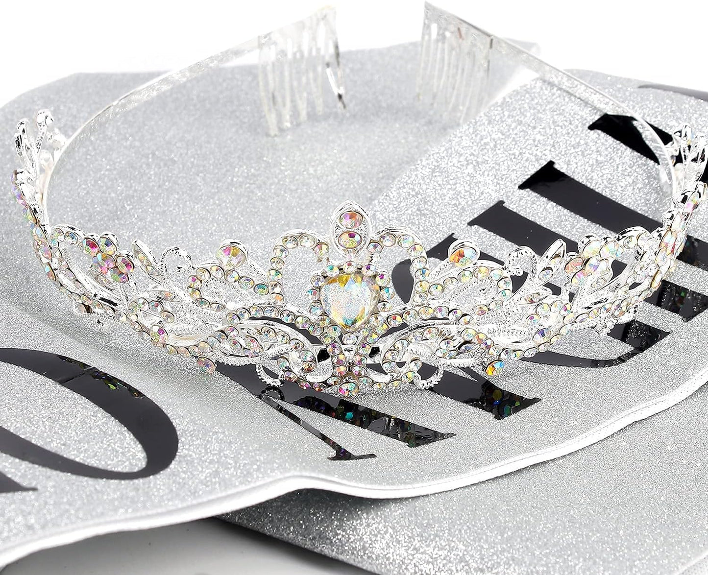 COCIDE Birthday Queen Sash & Rhinestone Tiara Set Gold Happy Birthday Crowns for Women Party Decoration Kit Rhinestone Headband for Women Glitter Crystal Hair Accessories for Cake Topper