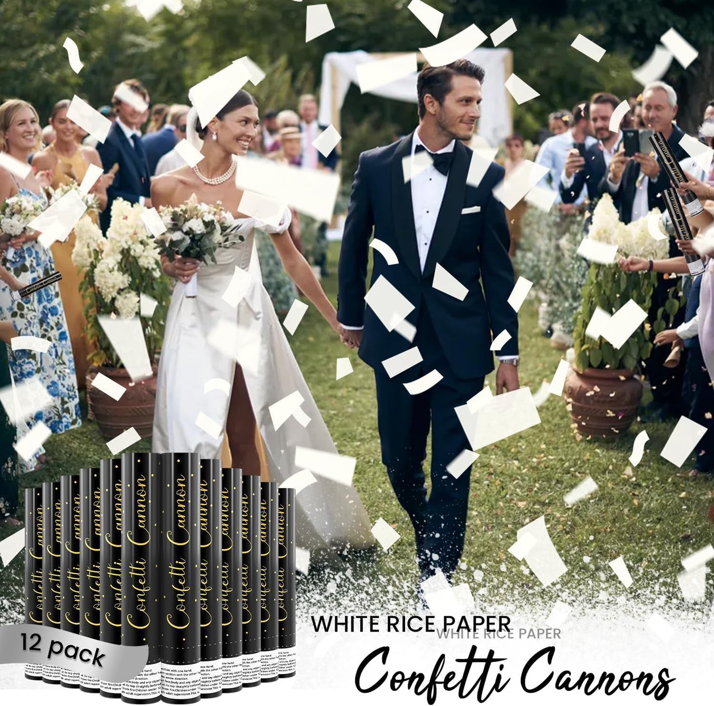 Confetti Cannon Gold Party Poppers 12 Inch Streamer Cannon 12 Pack Golden Party Poppers Shooters Foil Gold Popper Cannon Bulk for Wedding,Birthday,Graduation,New Year Celebration
