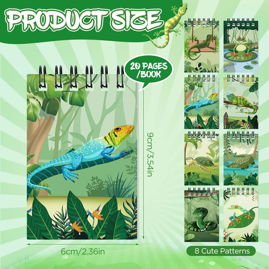 24 Pcs Reptile Birthday Party Decorations Reptile Mini Notebooks Reptile Party Favors Mini Notepads Reptile Lizard Snake Spiral Pocket Notebooks for Reptile Birthday Gifts Rewards 2.36 x 3.54 Inch