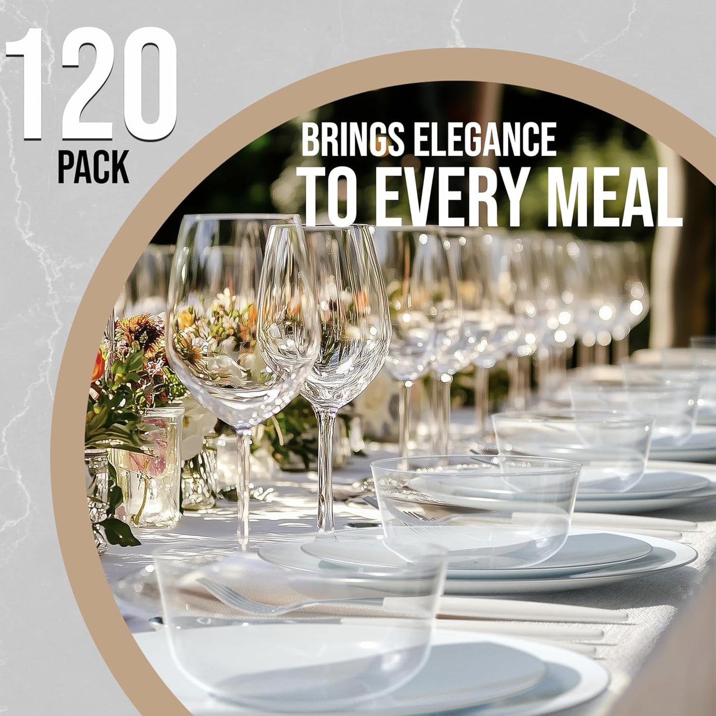 White Gold Rim Disposable Plastic Bowls - 16 Oz, 30 Count - Large, Heavy Duty - Perfect for Weddings & Parties