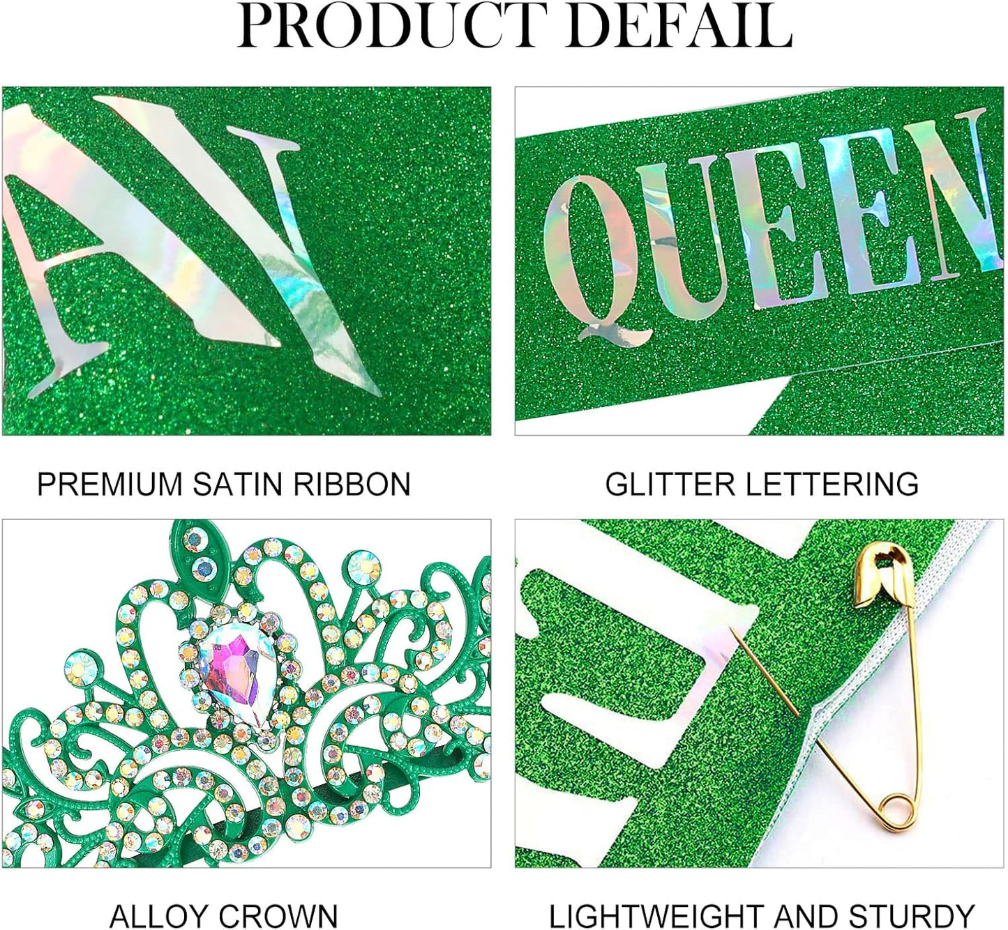 COCIDE Birthday Queen Sash & Rhinestone Tiara Set Gold Happy Birthday Crowns for Women Party Decoration Kit Rhinestone Headband for Women Glitter Crystal Hair Accessories for Cake Topper